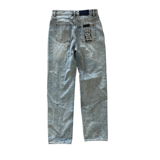 Ksubi High-Rise Straight Leg Distressed Jeans