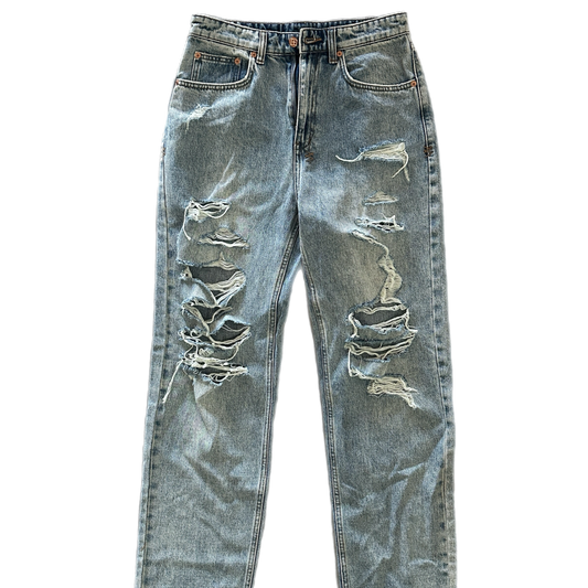 Ksubi High-Rise Straight Leg Distressed Jeans