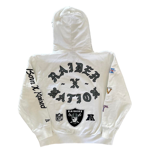 Born X Raised x New Era x NFL Las Vegas Raiders Logo Hoodie White