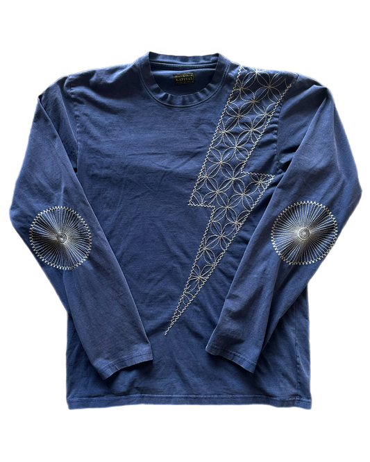 Kapital Kountry Indigo Thunder Embroidery Long Sleeve Tee